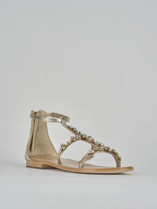 Sandali tacco 1cm pelle oro