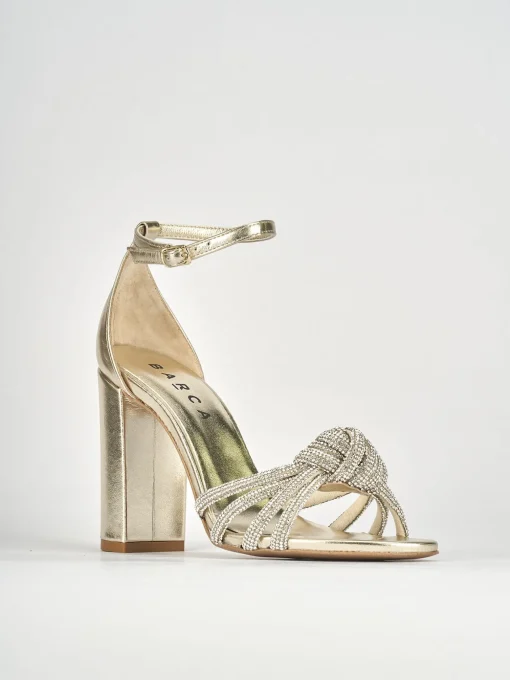 Sandali tacco 10cm pelle oro