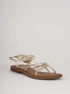 Sandali tacco 1cm pelle oro