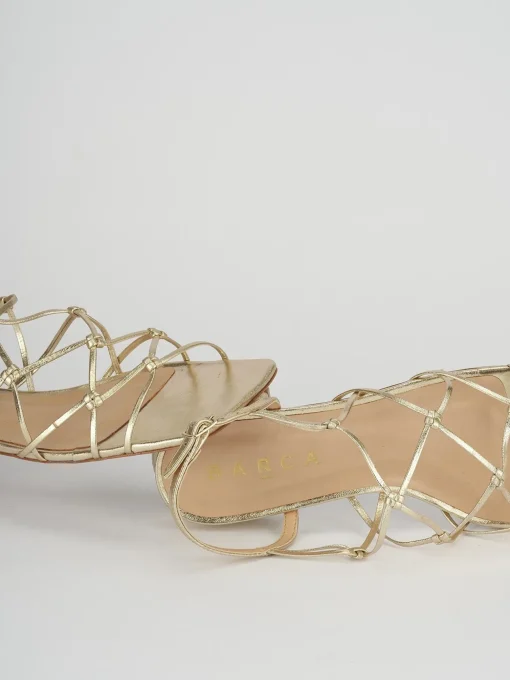 Sandali tacco 2cm pelle oro