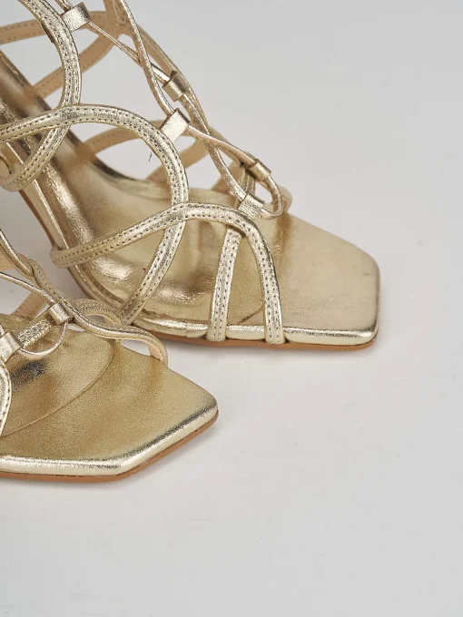 Sandali tacco 9cm pelle oro
