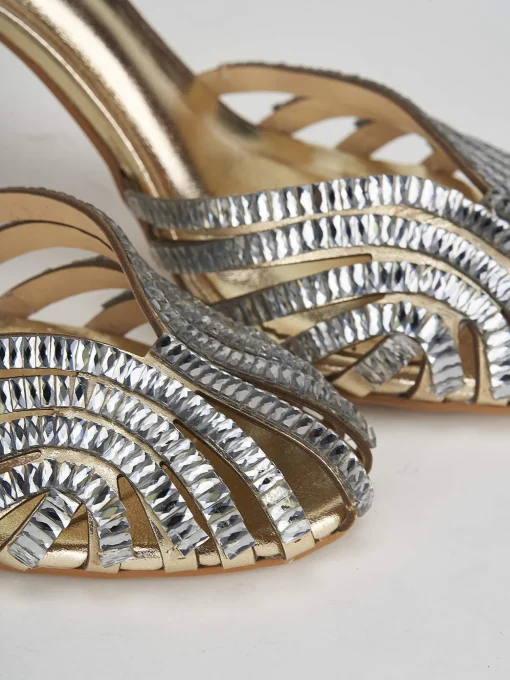 Sandali tacco 9cm pelle oro
