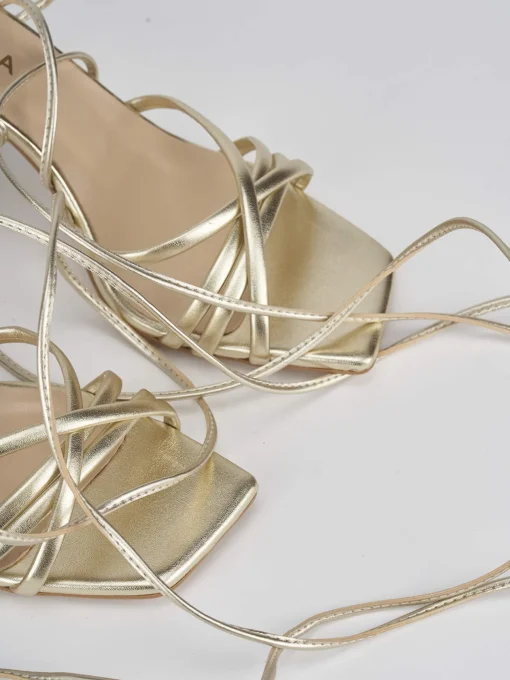 Sandali tacco 9cm pelle oro