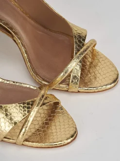 Sandali tacco 9cm pelle oro