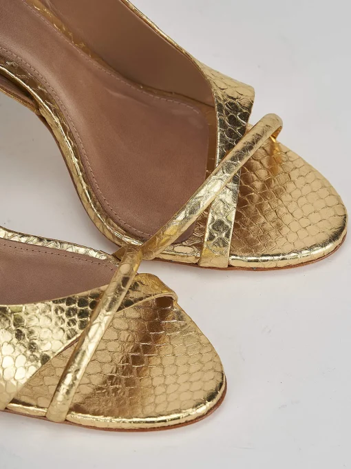 Sandali tacco 9cm pelle oro