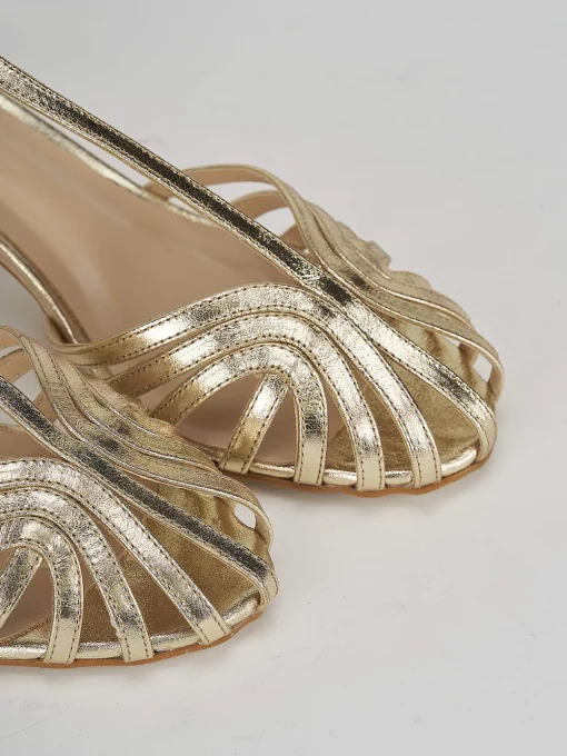 Sandali tacco 5cm pelle oro