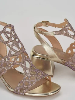 Sandali tacco 5cm pelle oro