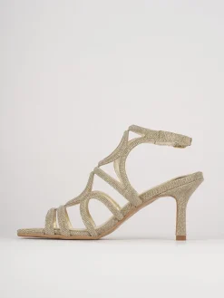 Sandali tacco 6cm pelle oro