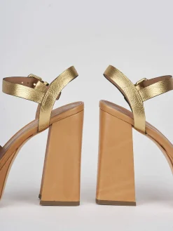 Sandali tacco 11cm pelle oro