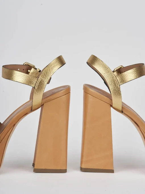 Sandali tacco 11cm pelle oro