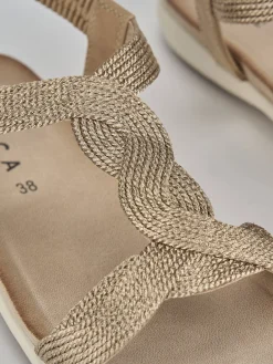 Sandali tacco 1cm pelle oro