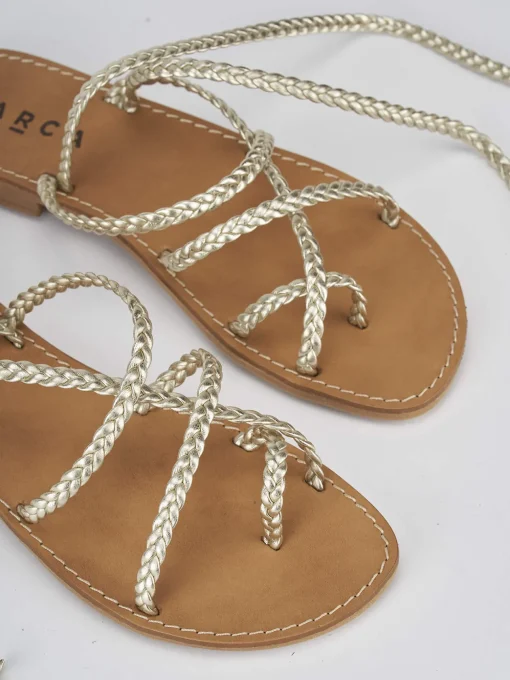 Sandali tacco 1cm pelle oro