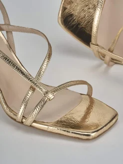 Sandali tacco 10cm pelle oro