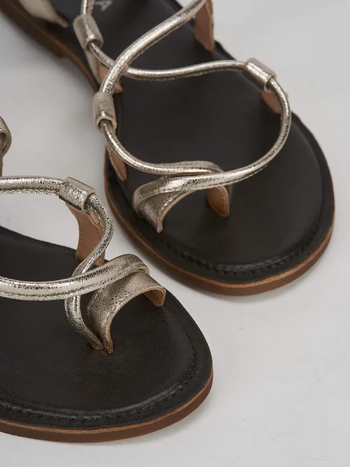 Sandali tacco 1cm pelle oro