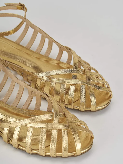 Sandali tacco 1cm pelle oro