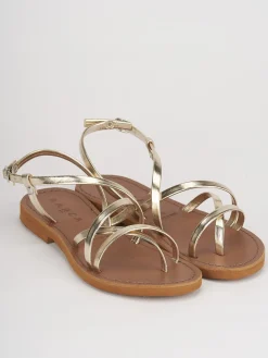 Sandali tacco 1cm pelle oro