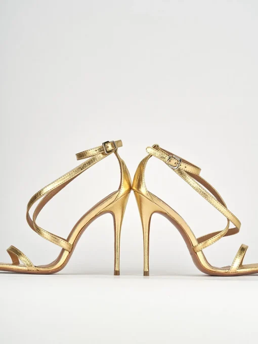 Sandali tacco 11cm pelle oro