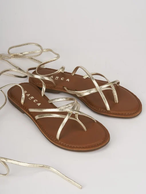 Sandali tacco 1cm pelle oro