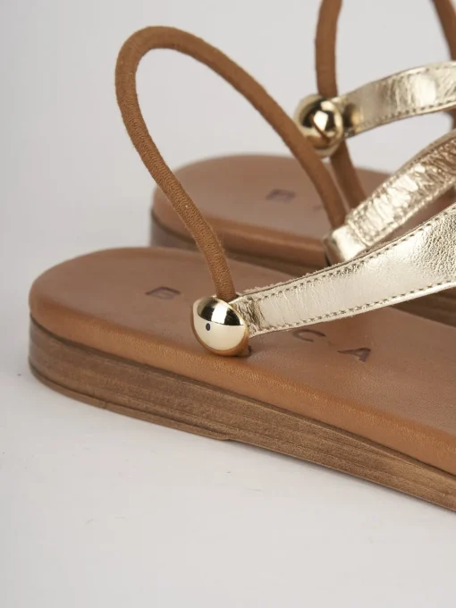 Sandali tacco 1cm pelle oro