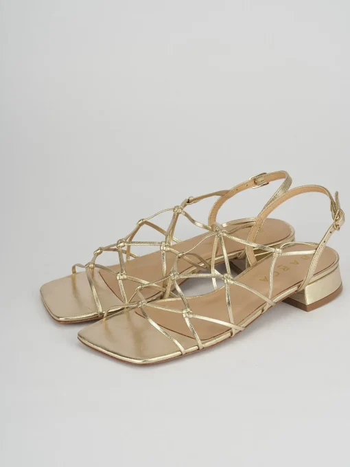 Sandali tacco 2cm pelle oro