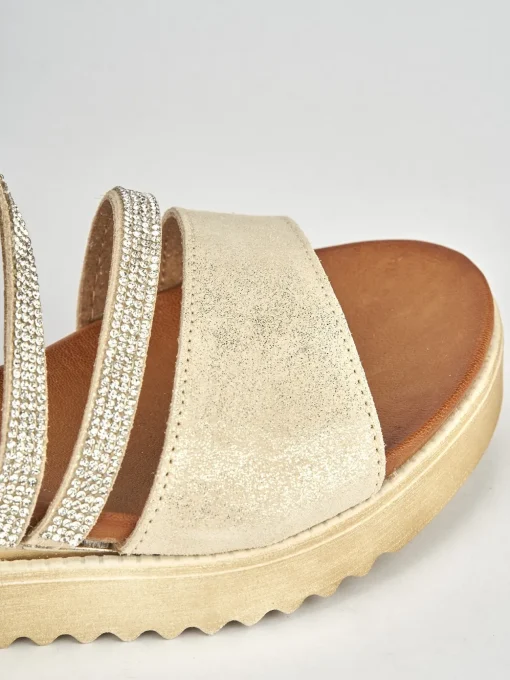Sandali tacco 1cm pelle oro