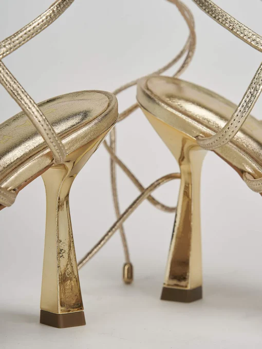 Sandali tacco 9cm pelle oro