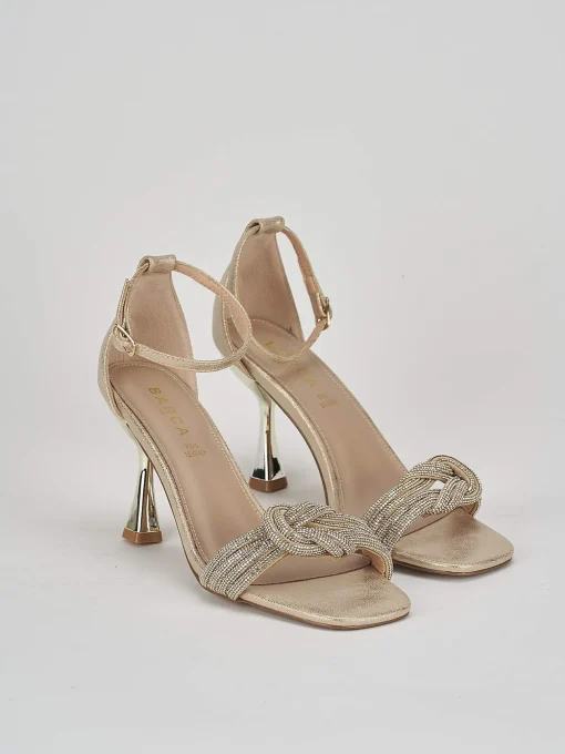 Sandali tacco 8cm pelle oro