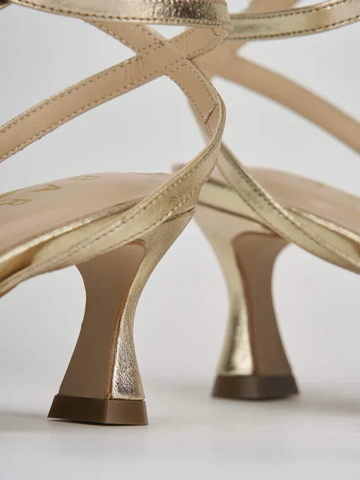 Sandali tacco 5cm pelle oro