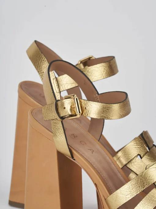 Sandali tacco 11cm pelle oro