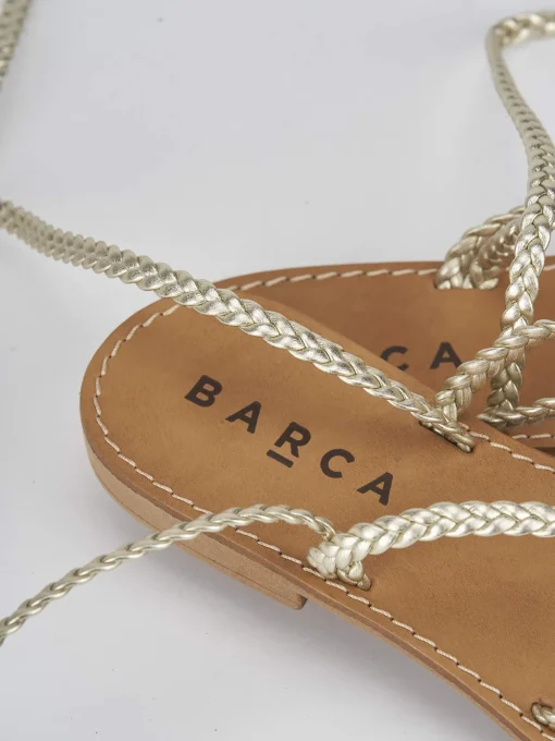 Sandali tacco 1cm pelle oro