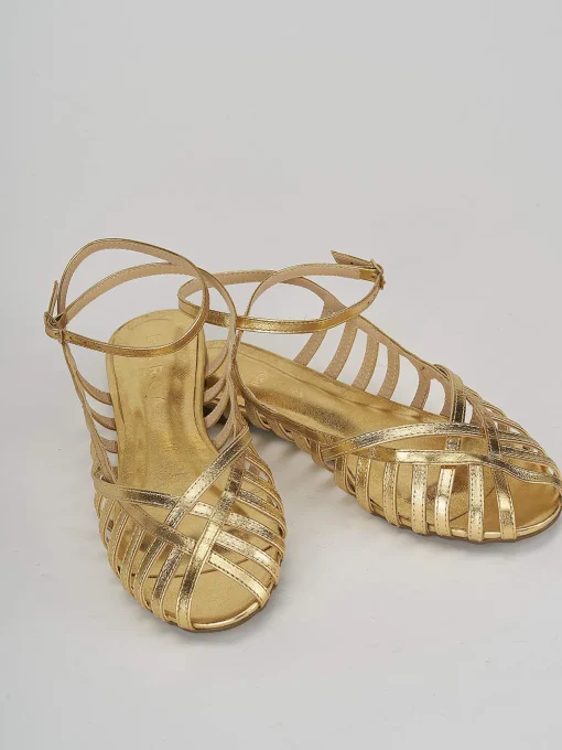 Sandali tacco 1cm pelle oro