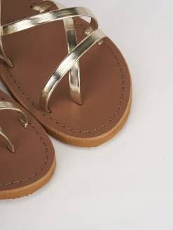 Sandali tacco 1cm pelle oro