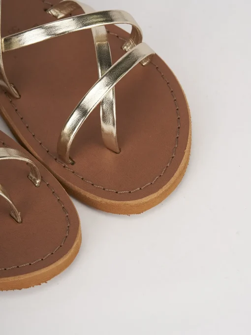 Sandali tacco 1cm pelle oro