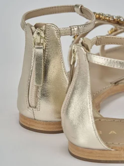 Sandali tacco 1cm pelle oro