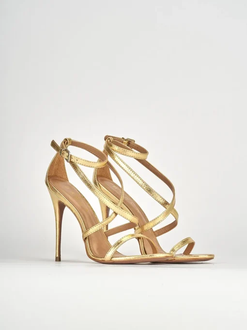 Sandali tacco 11cm pelle oro