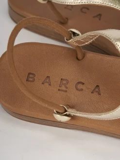 Sandali tacco 1cm pelle oro