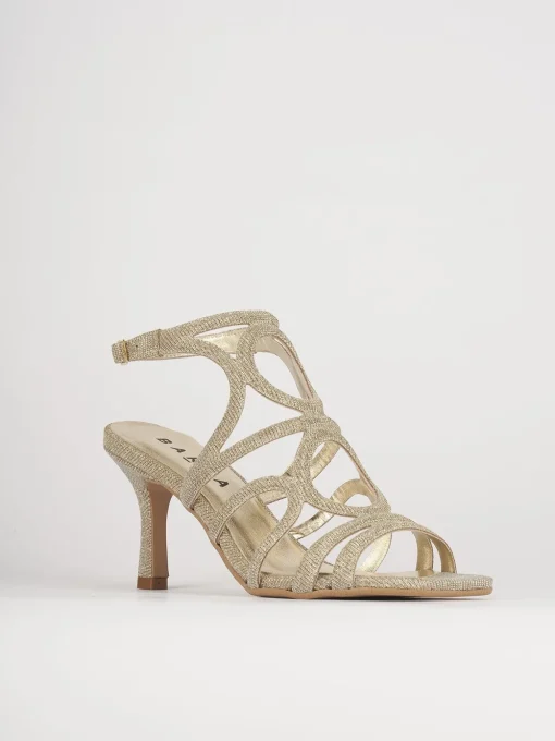 Sandali tacco 6cm pelle oro