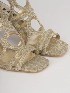 Sandali tacco 6cm pelle oro