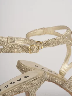Sandali tacco 6cm pelle oro