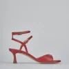 Sandali tacco 5cm pelle rosso