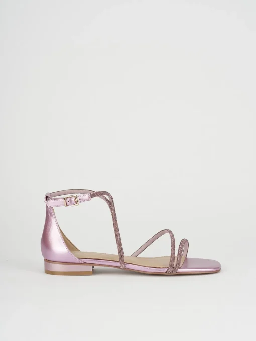 Sandali tacco 1cm pelle rosa