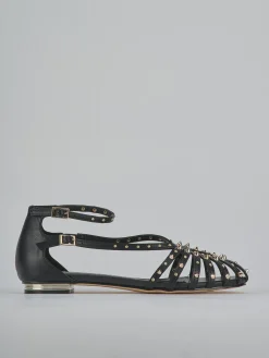 Sandali tacco 2cm pelle sostenib nero