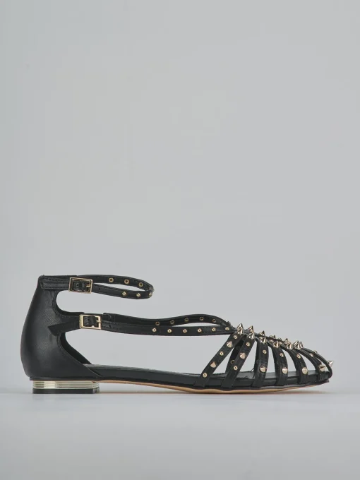 Sandali tacco 2cm pelle sostenib nero