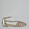 Sandali tacco 2cm pelle sostenib oro