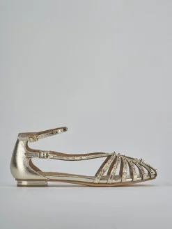 Sandali tacco 2cm pelle sostenib oro