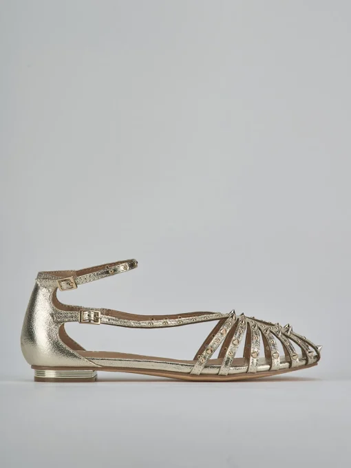 Sandali tacco 2cm pelle sostenib oro