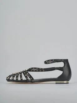Sandali tacco 2cm pelle sostenib nero