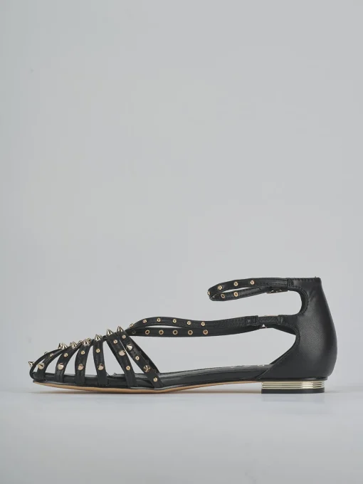 Sandali tacco 2cm pelle sostenib nero