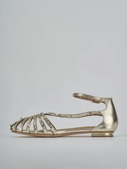 Sandali tacco 2cm pelle sostenib oro
