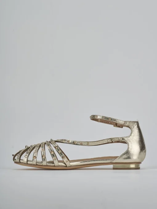 Sandali tacco 2cm pelle sostenib oro